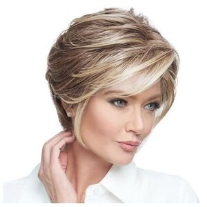 Cream and Tan Layered Wig with Dimensional Highlights